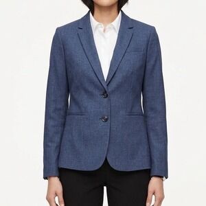 Banana Republic Navy Blue 2-button Blazer Jacket 0 Lined Cuff Interview Office